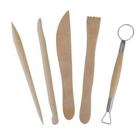 Wooden Carving - Joyfeel Clearance 5Pcs Wooden Pottery Clay Sculpture Carving Tool Set Sculpt Geometry Tool