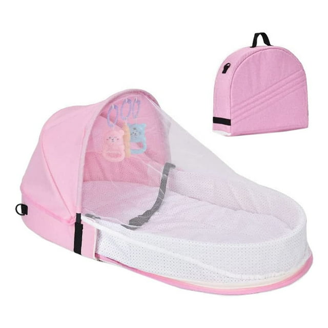Cuna de viaje para bebé con mosquitera y toldo Cuna portátil Bolso cambiador Cuna plegable con mosquitera Cuna nido acogedora