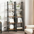 thumbnail image 3 of Freestanding Corner Storage Shelve with 2 Hooks for Home Office - 11.8"D x 13.4"W x 63"H Rustic Brown, 3 of 5