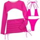 thumbnail image 1 of Conjunto de bikini triángulo halter de 4 piezas para mujer, traje de baño con cordón de malla transparente Negro - M Negro - M Xishao ropa, 1 of 2