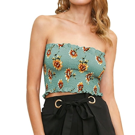 

Women Bra New Sleeveless Floral Printed Elastic Wrap Chest Wipe Everyday Comfort Bralettes Underwear Lingerie