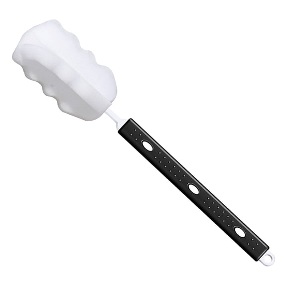 Bottle Brush Sponge Microfiber Cleaning Set-Long Handle Retractable Bottles Cleaner for Washing Baby Bottles Narrow Neck Bottles Wine Decanter Narrow Cup Pipes Sinks Cup (Black)