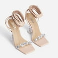 thumbnail image 2 of LuxeModa Reina Gem Detail Square Toe Lace Up Clear Perspex Pyramid Heel, NUDE (NUDE, 8.5), 2 of 5