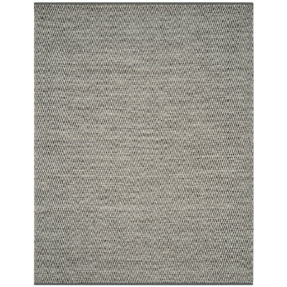 SAFAVIEH Montauk Bayram Chevron Cotton Area Rug, Ivory/Dark Grey, 3' x 5'