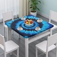 thumbnail image 3 of Blue Tie Dye Mandala Pattern Square Fitted Tablecloth with Elastic Edge,Square Table Cover,Washable Elastic Table Cover for Home Kitchen Party Decor 36"x36", 3 of 6