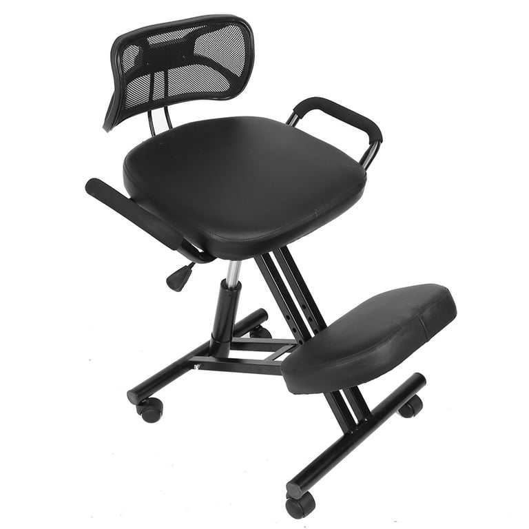 Fdit Ergonomic Kneeling Chair Adjustable Posture Correction Knee Stool with  Back Support for Home and Office,Angled Posture Seat,Posture Chair(Black)