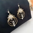 thumbnail image 4 of Wentin Earrings Clearance! Crystal Flower Drop Leverback Earrings For Women Fashion Plated Jewelry Geometric Multi Layered Circle Flower Earrings, 4 of 6
