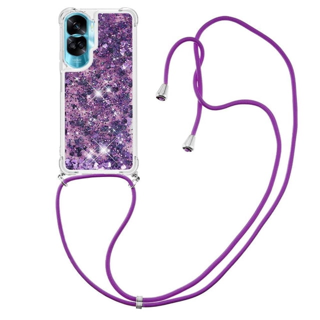 Funda FOXDOCK para Honor 90 Lite con Cuerda Ajustable, Brillo Líquido, Protección Antigolpes y Lente – Ideal para Regalo