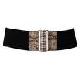 thumbnail image 1 of eVogues Plus Size Snake Skin Print Rhinestone Closure Elastic Belt, 1 of 3
