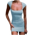 thumbnail image 2 of Antinious Ladies Summer Dress,Formal Party Dresses for Women,Formal Evening Dresses Solid Sleeveless Basic Mini Dresses,Sky Blue,XL, 2 of 5