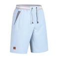 thumbnail image 3 of Zimjoy Shorts for Men Casual Classic Fit Cotton Drawstring Summer Beach Shorts with Elastic Waist and Pockets Light Blue L, 3 of 4