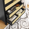 thumbnail image 5 of Vastcury Modern Wooden Dresser with 5 Rattan Drawers, Chest of Drawers with Spacious Storage for Bedroom, Living Room, Black, 5 of 10