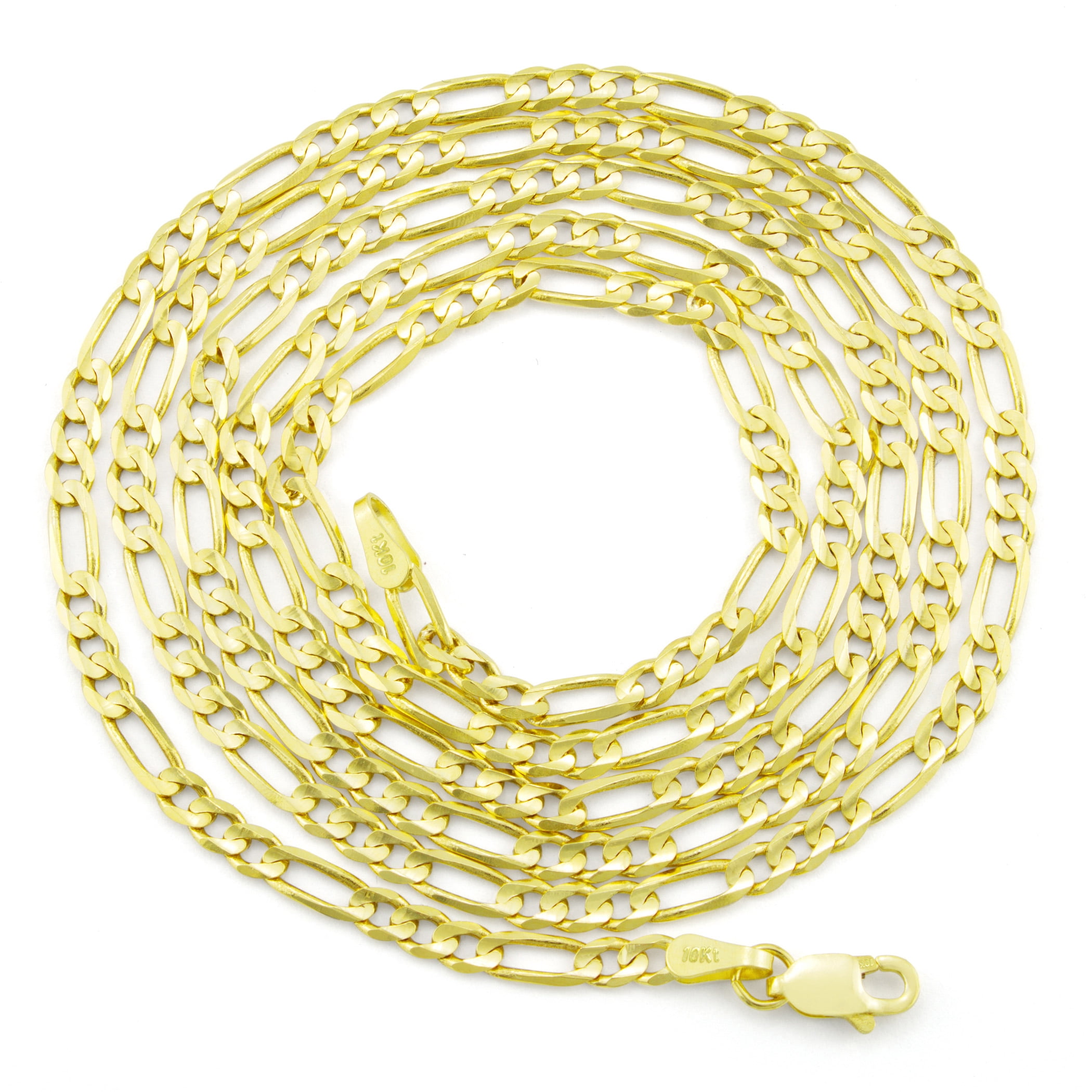 Nuragold 14k Real Yellow Gold Figaro Link 3.5mm Chain Bracelet (7"-9") Italian Jewelry for Men & Women