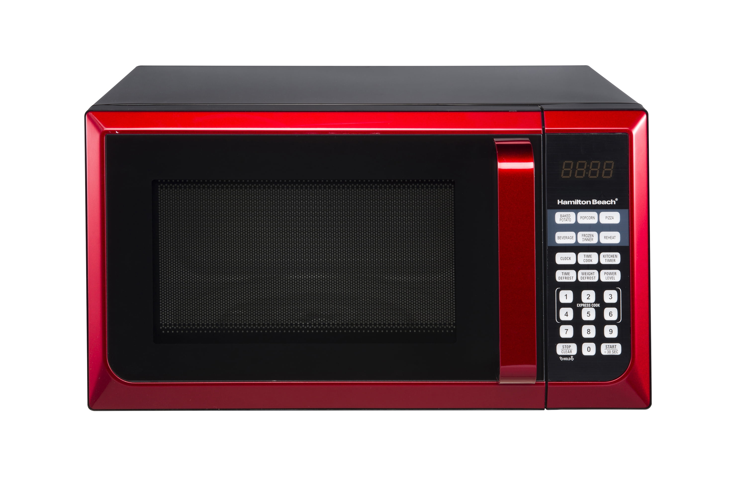 Hamilton Beach 0.9 cu. ft. Countertop Microwave Oven, 900 Watts, Red Stainless Steel