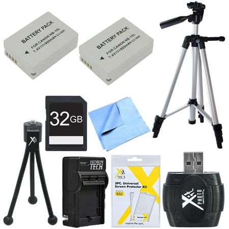 Essential NB-10L Pack Bundle for Canon Powershot G16, SX50, G1X, SX60 Cameras includes 2 NB-10L Batteries, Battery Charger, 32GB High Speed Memory Card, Card Reader, 57-Inch Tripod, Mini Tripod,