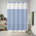 thumbnail image 5 of No Hook Shower Curtain, Pure Light Blue Shower Curtains for Bathroom with See Through Top Window, Simple Solid Color Waterproof & Washable Bath Curtain Extra Long 72"x84", 5 of 8