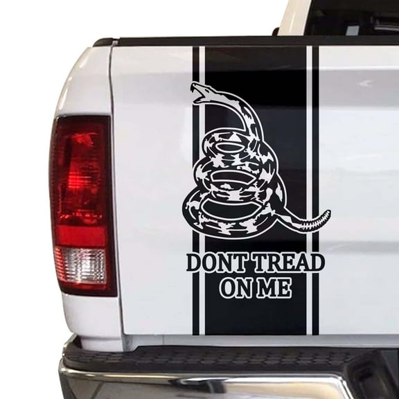 Dont Tread On Me Gadsden Flag Truck Tailgate Vinyl Decal Sticker Compatible with most Pickup Trucks Christopher Gadsden Flag 1775 Timber Rattlesnake Decal (11" x 25", Black)