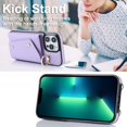 thumbnail image 4 of ShellTech for iPhone 13 Pro Max Case with Card Holder and Strap - Zipper Pocket,Crossbody Lanyard Strap,Credit Card Holder,Stand Ring,Cute Phone Wallet Case for Women,Purple, 4 of 10