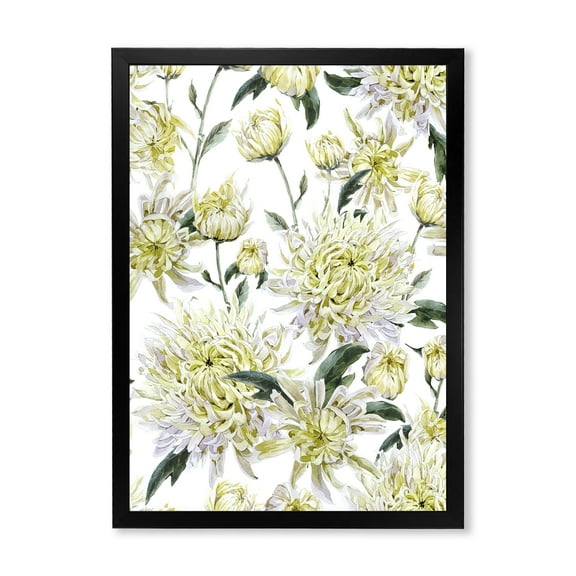 Designart 'Ancient Yellow Chrysanthemus I' Traditional Framed Art Print