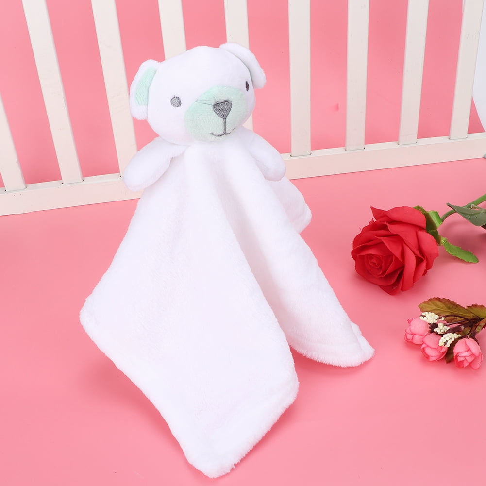 YUIO Infant Bear Doll Appease Towel Doll Baby With Ring Teethers Baby Lovely Toys Newborn Baby Sleep Towel White