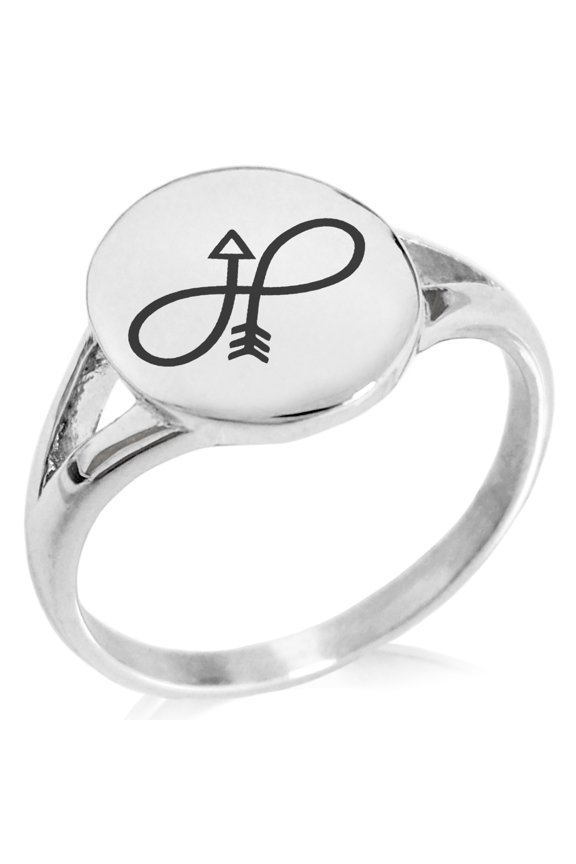 Stainless Steel Infinity Arrow Minimalist Oval Top Polished Statement Ring