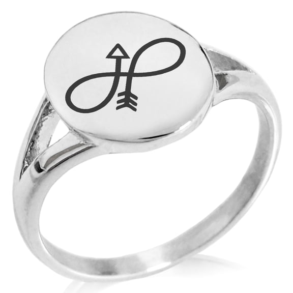 Stainless Steel Infinity Arrow Minimalist Oval Top Polished Statement Ring