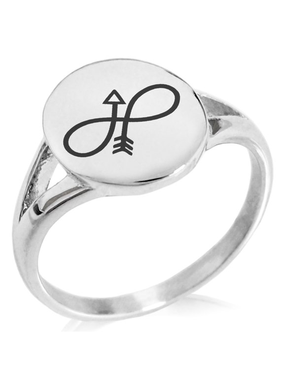 Stainless Steel Infinity Arrow Minimalist Oval Top Polished Statement Ring