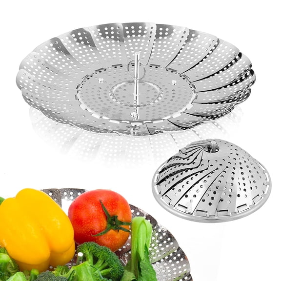 Sayfine Vegetable Steamer Basket, Premium Stainless Steel Veggie Steamer Basket - Folding Expandable Steamers to Fits Various Size Pot (Foldable Large)