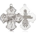 thumbnail image 3 of Extel Large Pewter Traditional Catholic 4-Way Cross Cruciform Pendant with 24" chain with Miraculous Medal, St. Joseph, St. Christopher and Sacred Heart, Made in USA, 3 of 10