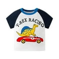 thumbnail image 1 of Hiiyo T-Shirt Graphique en Coton pour Garçons, Imprimé Dinosaure, Manches Courtes, Bleu, 1 of 6