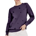 thumbnail image 2 of Purple Sweatshirt for Women Ladies Loose Large Long Sleeved T Shirt Star Printed Sweater Womens Fall Tops, 2 of 3