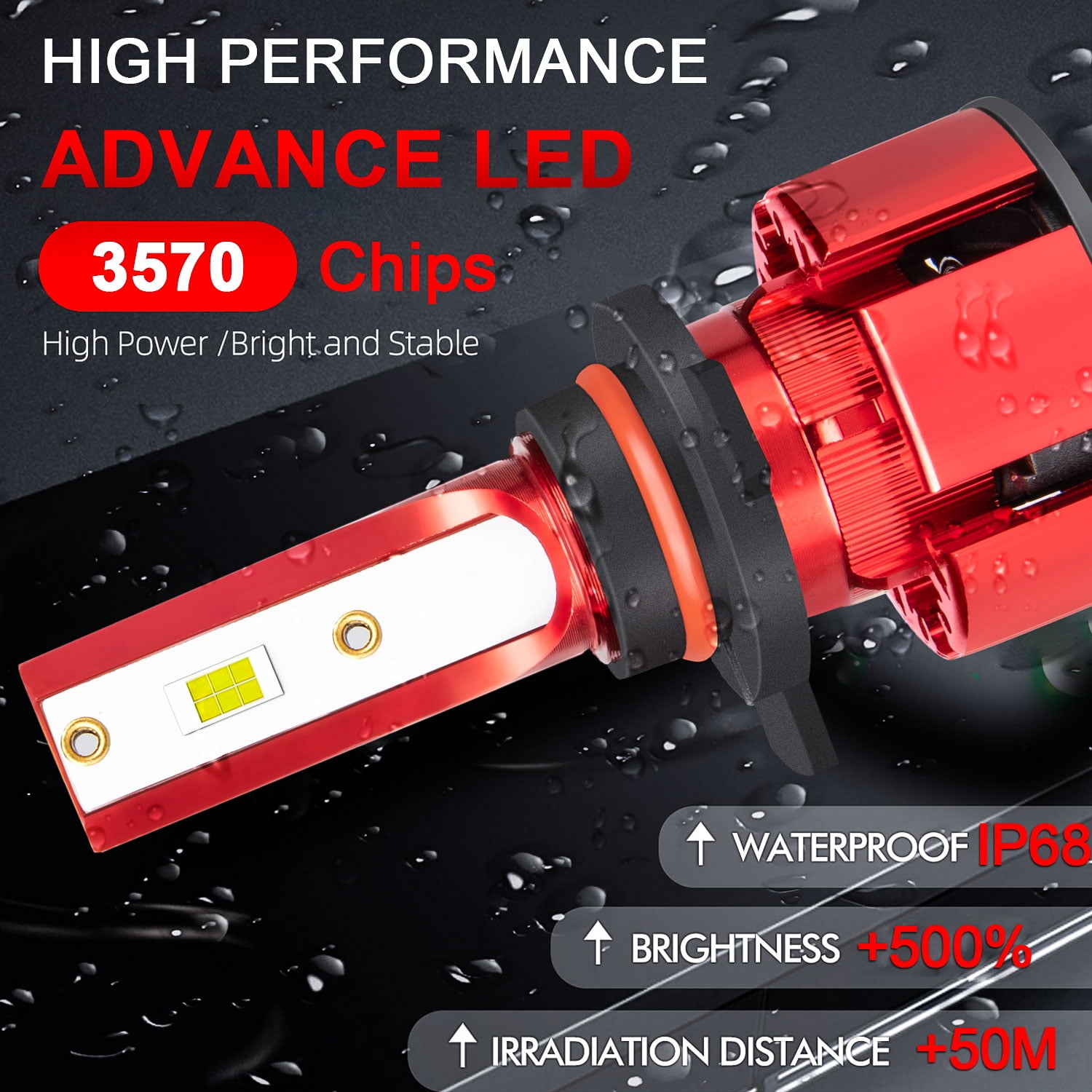 For Ford Taurus 2013-2016 2017 2018 2019 LED Headlight Bulbs 9012 High and Low Beam 2pcs