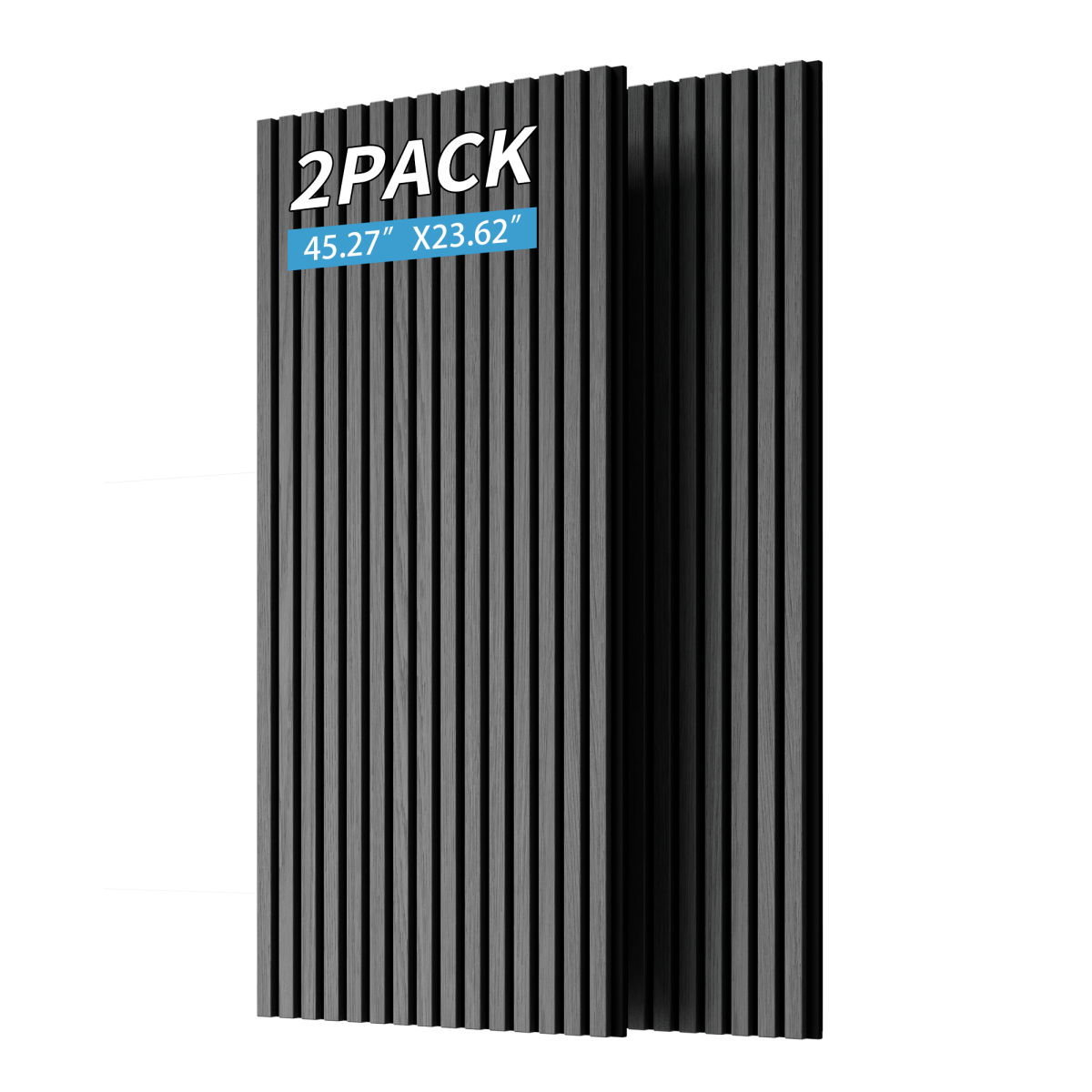 2PC 45.27''X23.62'' 3D Fluted Wood Slat Acoustic Panels Sound Absorbing Wall Ceiling Panels Three Sides Fully Wrapped Wood Finish