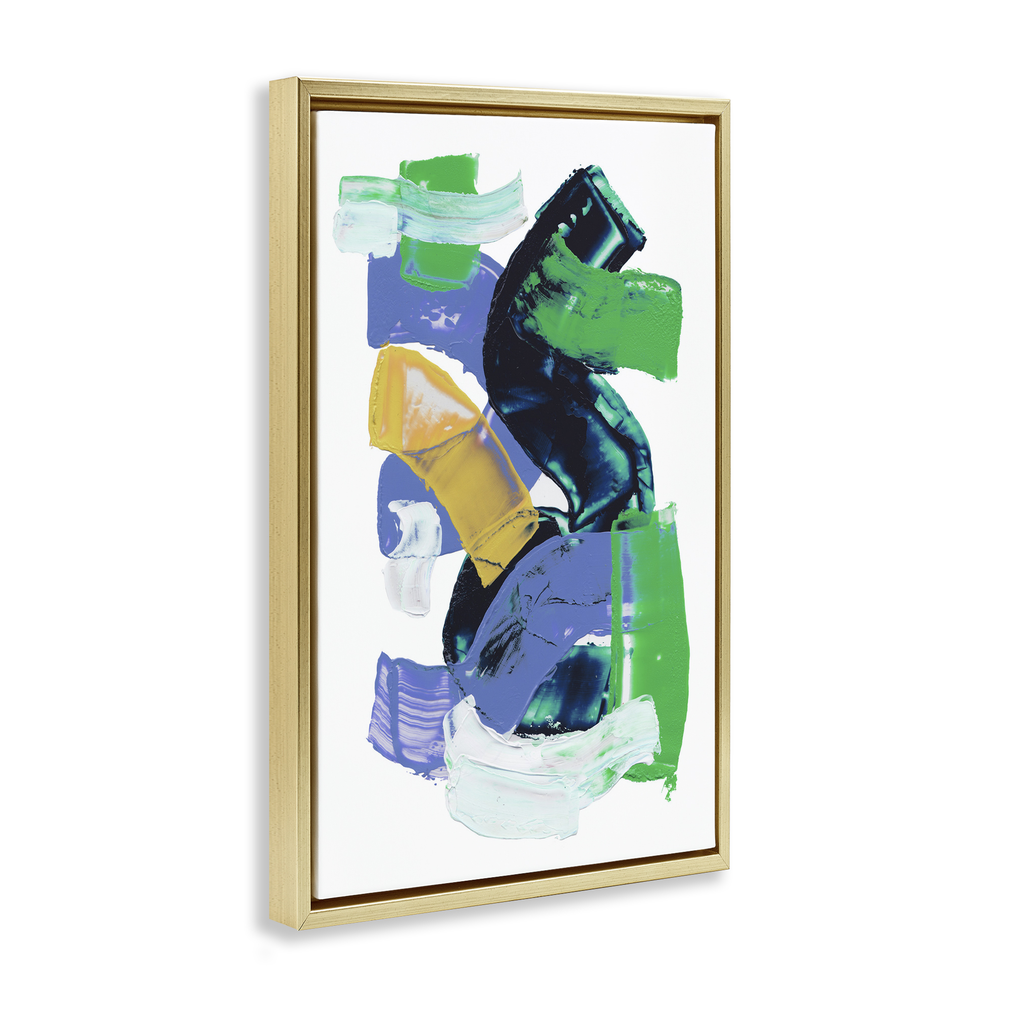 Stupell Industries Expressive Bold Brush Strokes Abstract Painting Gold Floater Framed Canvas Art Print Wall Art, 17 x 25