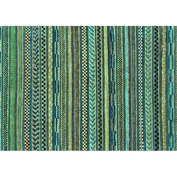 Ahgly Company Indoor Rectangle Abstract Light Blue Modern Area Rugs, 2' x 4'