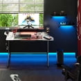 thumbnail image 3 of Bestier 55 inch Gaming Desk with LED Lights Grey, 3 of 7