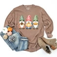 thumbnail image 4 of Fall Three Gnomes - Women's Garment Dyed Long Sleeve Graphic T-Shirt, 4 of 15