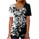 thumbnail image 2 of ICHUANYI Clearance Women Fashion Casual Print Round Neck Loose Short Sleeve T-shirt Top Blouse Pullover(Black, S) ICHUANYI WER2023080808606, 2 of 5