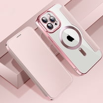 Nalacover Case for iPhone 12 Pro,Compatible with MagSafe Charging,Wallet Cover with RFID Blocking Card Slots,Shockproof PU Leather Magnetic Closure Folio Plating Clear Phone Case,Pink