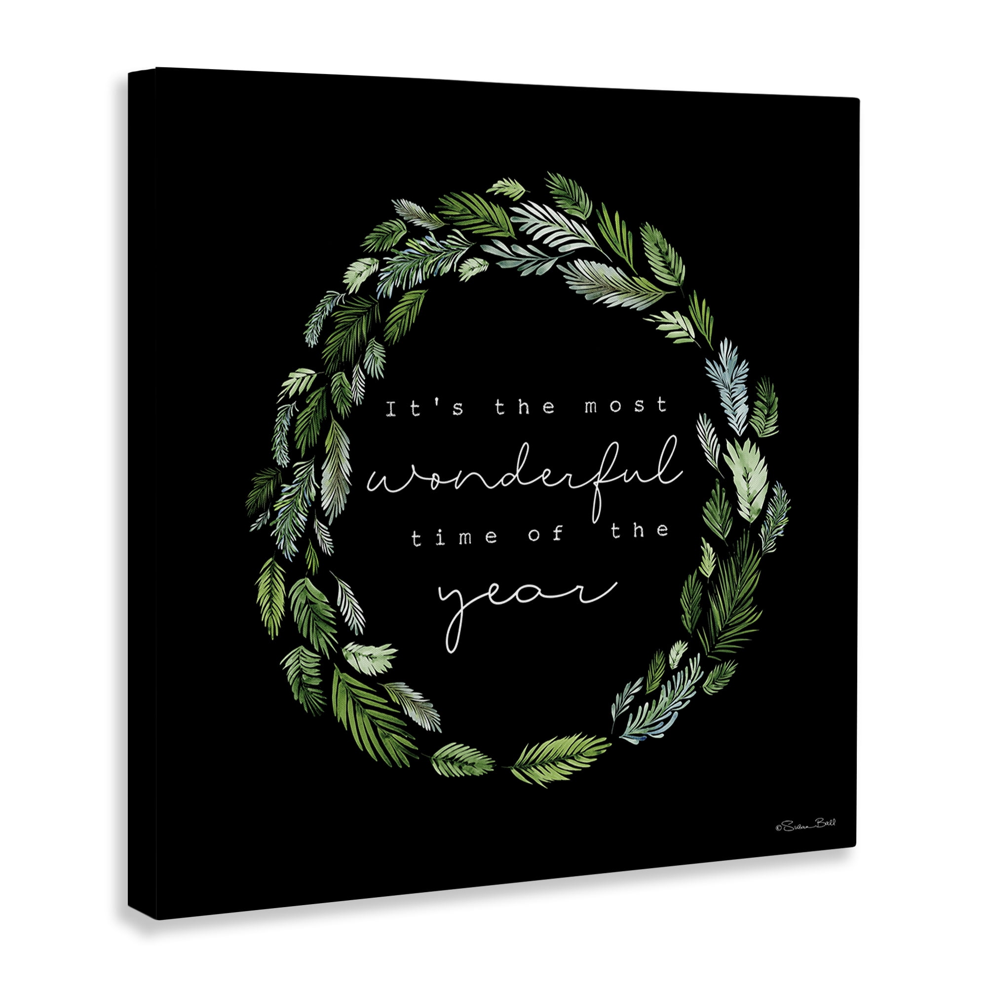 Stupell Industries Minimal Holiday Wreath Holiday Painting Gallery Wrapped Canvas Art Prints Wall Art, 30 x 30