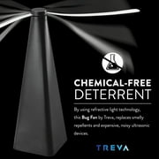 Treva Chemical Free Bug Fan Fly Deterrent with Holographic Blades to Clear Bugs, Mosquitoes, and Flies, Battery Powered Fly Fan - Black