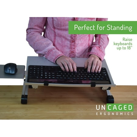 stand sit keyboard tray height standing raise ergonomic workez keyboards tilt negative angle desk mouse computer desktop silver table