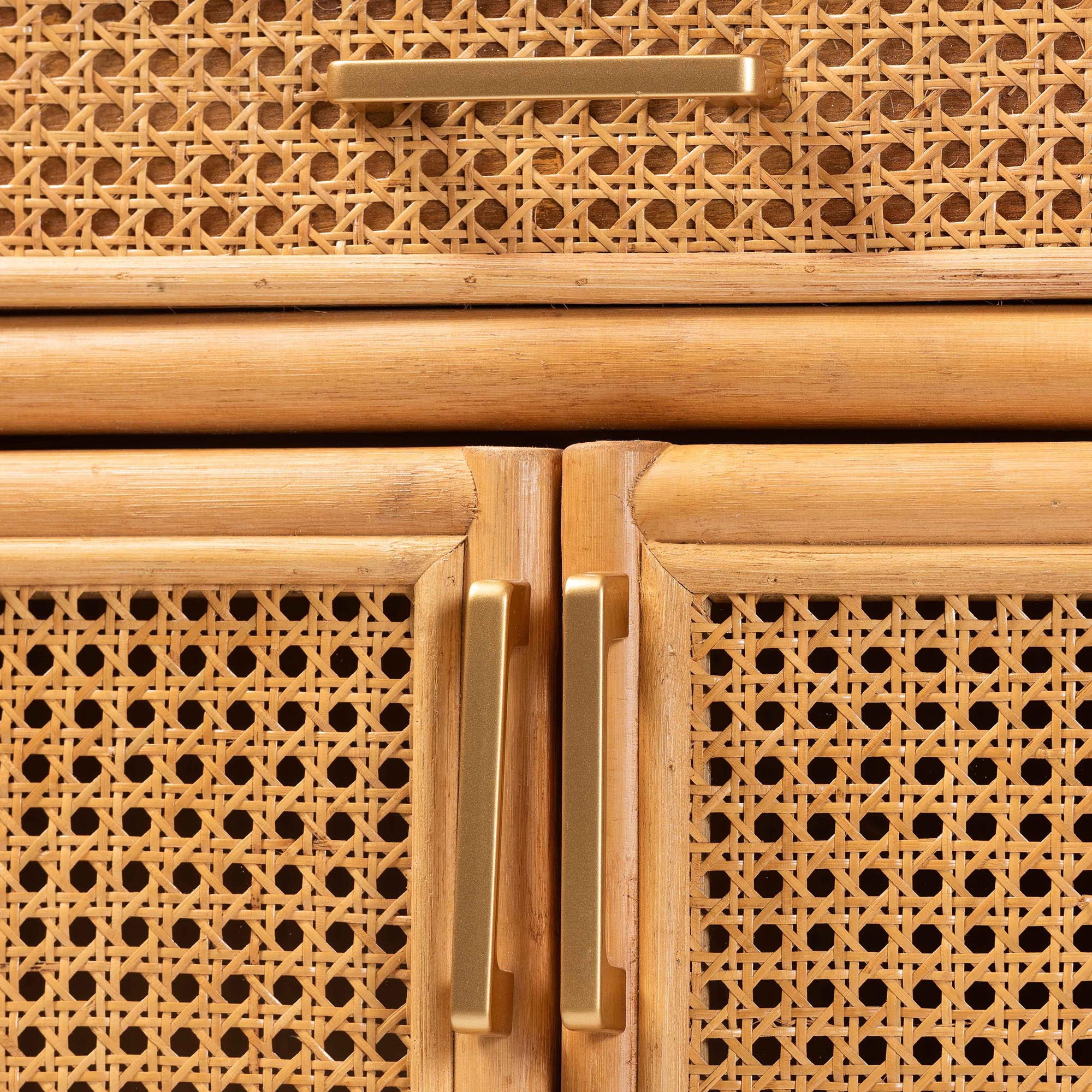 bali & pari McKenna Boho Storage Cabinet, 1-Drawer, Light Honey