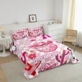 thumbnail image 3 of Disco Cowgirl Comforter Set Twin Size Western Cowboy Bedding Sets Pink Cowboy Hat Bedding Comforter Sets Rustic Farmhouse Country Theme Down Comforter Geometric Plaid Quilt Set, 3 of 7