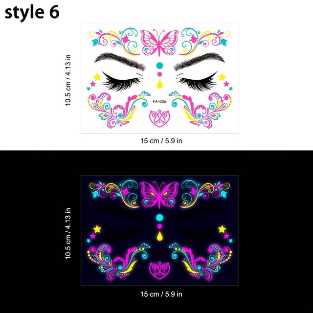 1pc Creative Butterfly Halloween Temporary Day Of The Dead Gorgeous Masquerade Party Fluorescent Body Sticker Facial Purple Light Luminous Sticker