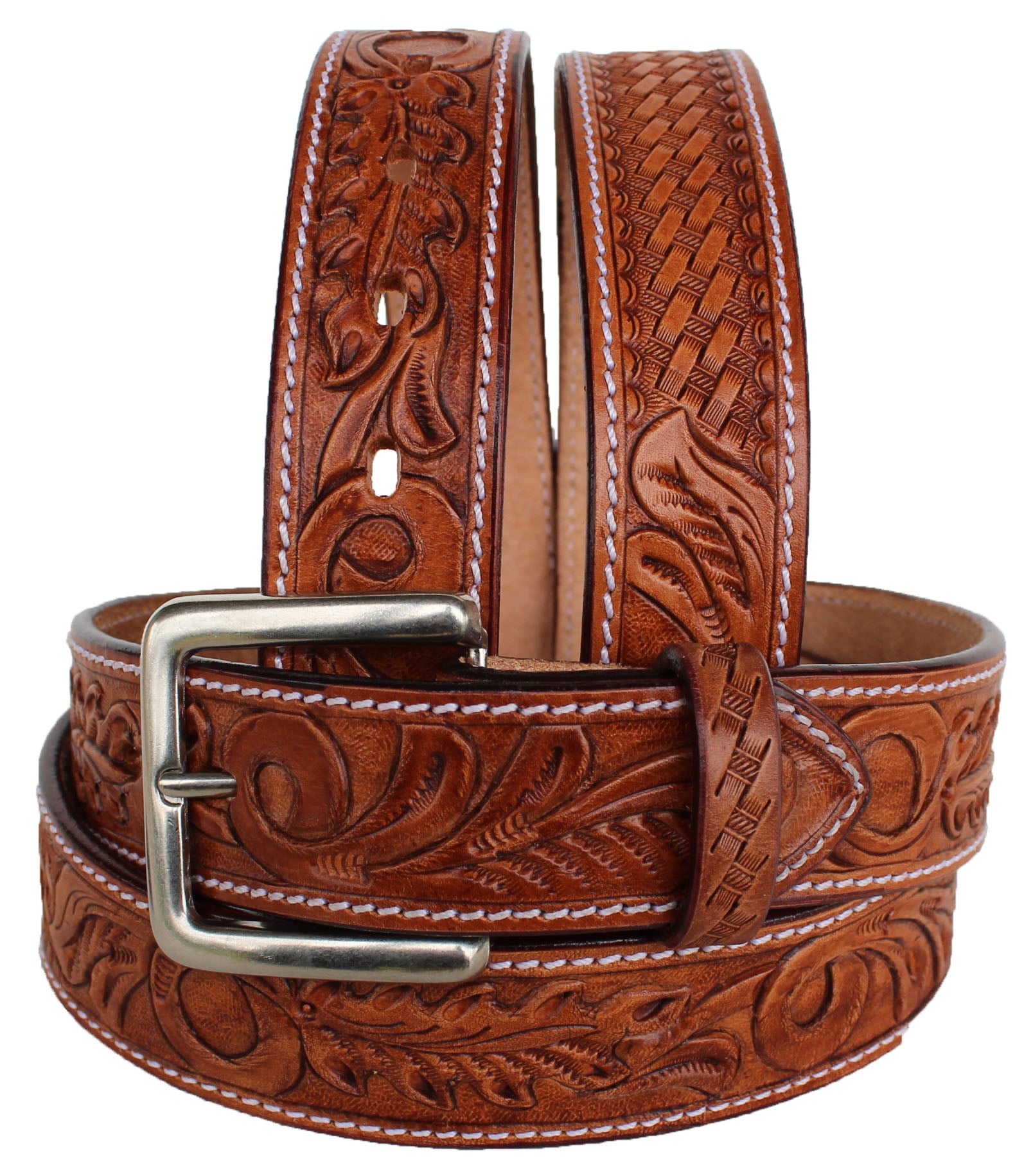 Unisex Western Rodeo Cowhide Brown Leather Cowboy Belt Buckle 1 1/2" Wide asst 