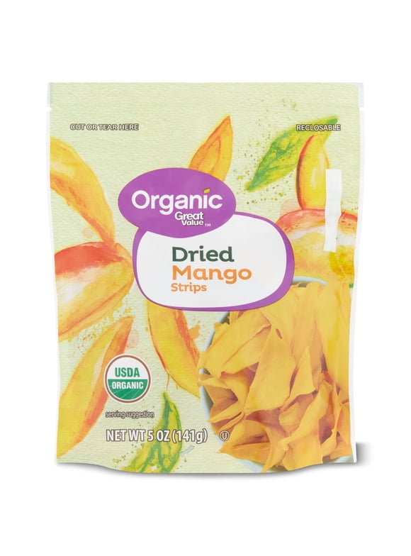 Great Value Organic Dried Mango Strips, 5 oz