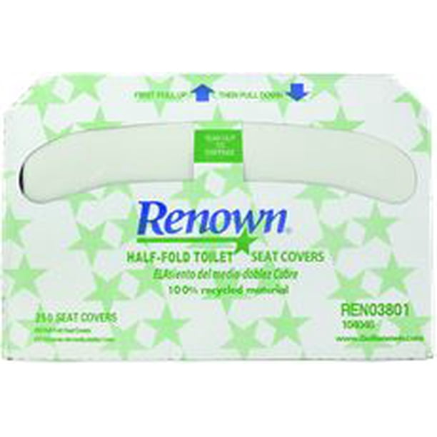 Renown HalfFold Toilet Seat Covers, EpaApproved, 250 Covers Per Box
