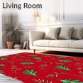 thumbnail image 2 of ODIKA 4'x6' Machine Washable Non-Slip Area Rug, Ornate Pinecone Spiral with Ivy Vines and Glimmering Snow Dusting High Traffic Rug with Pad, Red, 506699, 2 of 8