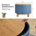 thumbnail image 2 of Round Coffee Table with Storage for Bedroom Living Room Round Ottoman as a Foot Rest Multi-Function High-Capacity Cotton and Linen Fabric Natural Color Desktop Natural Color Feet, 2 of 4
